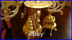 Vintage Candelabra Set Of Solid Brass Italian Made Five Candle Plus Finial