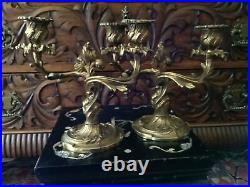 Vintage Cast Brass Italian Candle Holders Pair