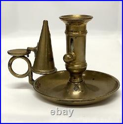 Vintage Chamber Brass Candle Holder With Snuffer Set Of 2