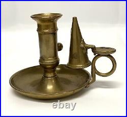 Vintage Chamber Brass Candle Holder With Snuffer Set Of 2