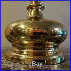 Vintage Chapman 1977 Large Brass Glass Hurricane Lamp Candle Holder