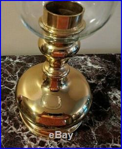 Vintage Chapman 1977 Large Brass Glass Hurricane Lamp Candle Holder