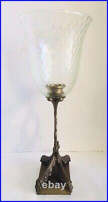 Vintage Chapman Brass Laurel Wreath Glass Hurricane Lantern 19.5
