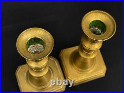 Vintage Colonial Traditional Turned Brass Candlestick Holders A Pair