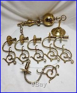 Vintage Colonial Williamsburg Style 6 Arm Candleholder Solid Brass Chandelier