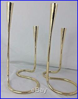 Vintage Double Brass Serpentine Candle Holders Illums Bolighus 1950's