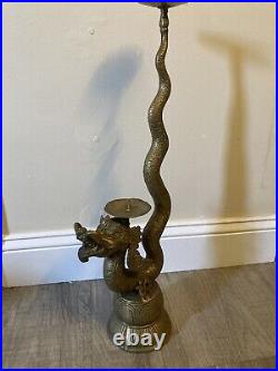 Vintage Dragon/FooDog Brass Candle Holder 23 Tall. Holds 2 Candles. Very Unique