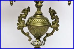 Vintage Estate Italian Brass Metal 5 Light Gothic Candelabra Candlestick Holder