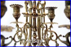 Vintage French Brass Mantle 5 Light Candelabra