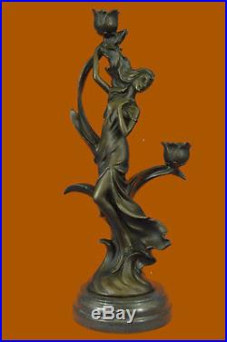 Vintage French Empire Brass Bronze Kassin Candle Holder Candelabra Hot Cast Art