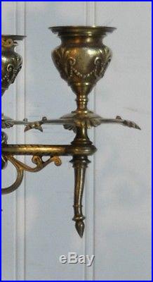 Vintage French Empire Neoclassical Style Brass & Black Marble Figural Candelabra