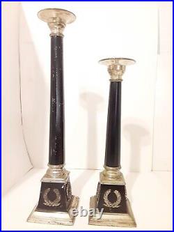 Vintage French Empire Style Brass Candle Holders, 20 & 16, massive 8 lbs