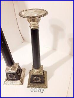 Vintage French Empire Style Brass Candle Holders, 20 & 16, massive 8 lbs
