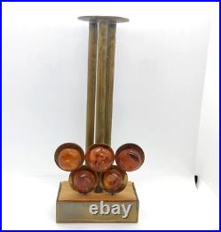 Vintage Genuine Baltic Amber Brass Olympics Candle Holder Old Souvenir Russian