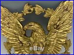 Vintage Gilt Bronze Brass American Eagle Wall Sconce 2-Light Candleholder