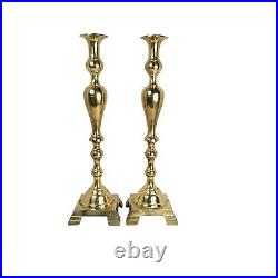 Vintage Gold Brass Tall Taper Candlesticks Candle Holders Pair 18 Foot Pedestal