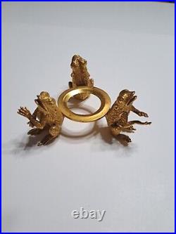 Vintage Gold Frog Candlestick Holder By Janis Rare