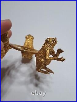 Vintage Gold Frog Candlestick Holder By Janis Rare