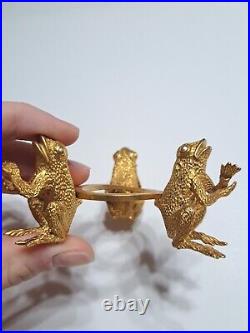 Vintage Gold Frog Candlestick Holder By Janis Rare