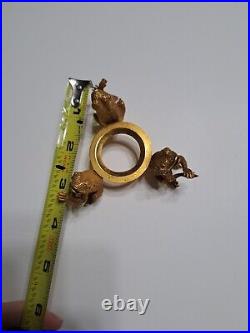 Vintage Gold Frog Candlestick Holder By Janis Rare