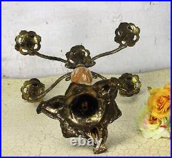 Vintage Gorgeous Brass Marble Ornate Candle Holder Candelabra 5 arm Romantic