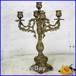 Vintage Gorgeous Brass Ornate Candle Holder Stick Candelabra 5 arm 16.53H
