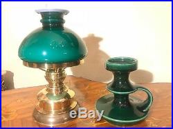 Vintage Green Holmegaard Kerosene Lamp and Candle Holder