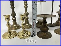Vintage HUGE Mixed Lot 24 Solid BRASS Candlestick Holders Party Weddings Event A