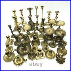 Vintage HUGE Mixed Lot 39 Solid BRASS Candlestick Holders Party Weddings Event