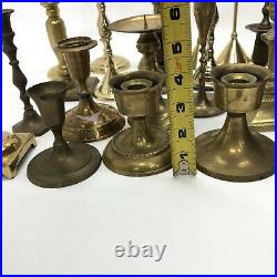 Vintage HUGE Mixed Lot 39 Solid BRASS Candlestick Holders Party Weddings Event