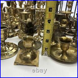 Vintage HUGE Mixed Lot 72 Solid BRASS Candlestick Holders Party Weddings Event