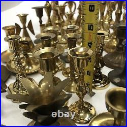 Vintage HUGE Mixed Lot 72 Solid BRASS Candlestick Holders Party Weddings Event
