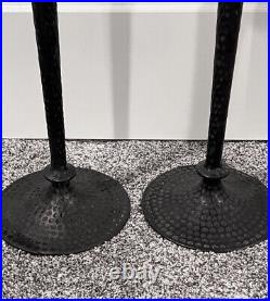 Vintage Hammered Brass 30 candlestick set painted black, Candle Pillar