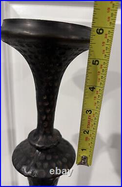 Vintage Hammered Brass 30 candlestick set painted black, Candle Pillar