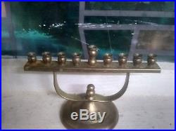 Vintage Hanukkah Menorah Miniature Candle Holder Brass stamped R. C