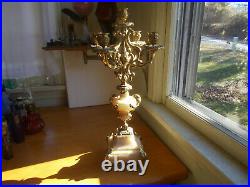 Vintage Heavy Marble & Brass 19 1/2candelabra 5 Candle Stand 1766 Copy