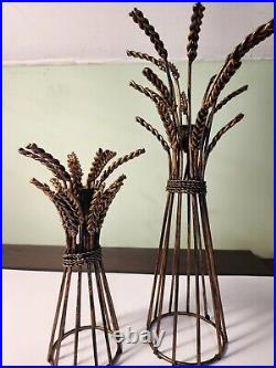 Vintage Hollywood Regency Brass Wheat Candle Holders Set Of 3