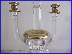 Vintage Hollywood Regency Lucite and Gilded 5 Arms Brass Candle Holder 13