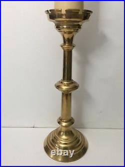 Vintage Huge Brass Candlestick Holder, 19 1/2 Tall, 5 Diameter (Top), 6 1/2 D