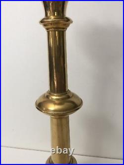 Vintage Huge Brass Candlestick Holder, 19 1/2 Tall, 5 Diameter (Top), 6 1/2 D