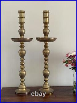 Vintage Huge Moroccan Turkish Alter Brass Floor Candle Holder Stand 39 1/2