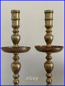 Vintage Huge Moroccan Turkish Alter Brass Floor Candle Holder Stand 39 1/2