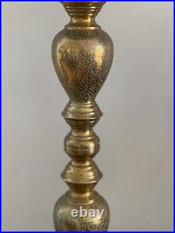 Vintage Huge Moroccan Turkish Alter Brass Floor Candle Holder Stand 39 1/2