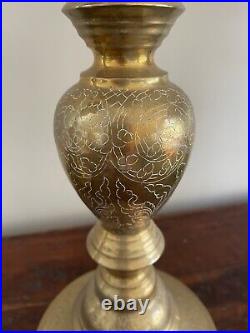 Vintage Huge Moroccan Turkish Alter Brass Floor Candle Holder Stand 39 1/2