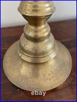 Vintage Huge Moroccan Turkish Alter Brass Floor Candle Holder Stand 39 1/2