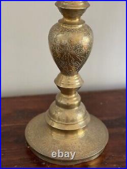 Vintage Huge Moroccan Turkish Alter Brass Floor Candle Holder Stand 39 1/2