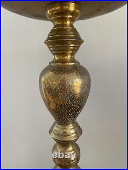 Vintage Huge Moroccan Turkish Alter Brass Floor Candle Holder Stand 39 1/2