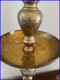 Vintage Huge Moroccan Turkish Alter Brass Floor Candle Holder Stand 39 1/2