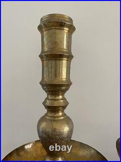 Vintage Huge Moroccan Turkish Alter Brass Floor Candle Holder Stand 39 1/2