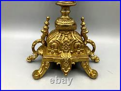 Vintage Italian Brass 5 Arm Tabletop Candelabra Rococo Style Needs Repair